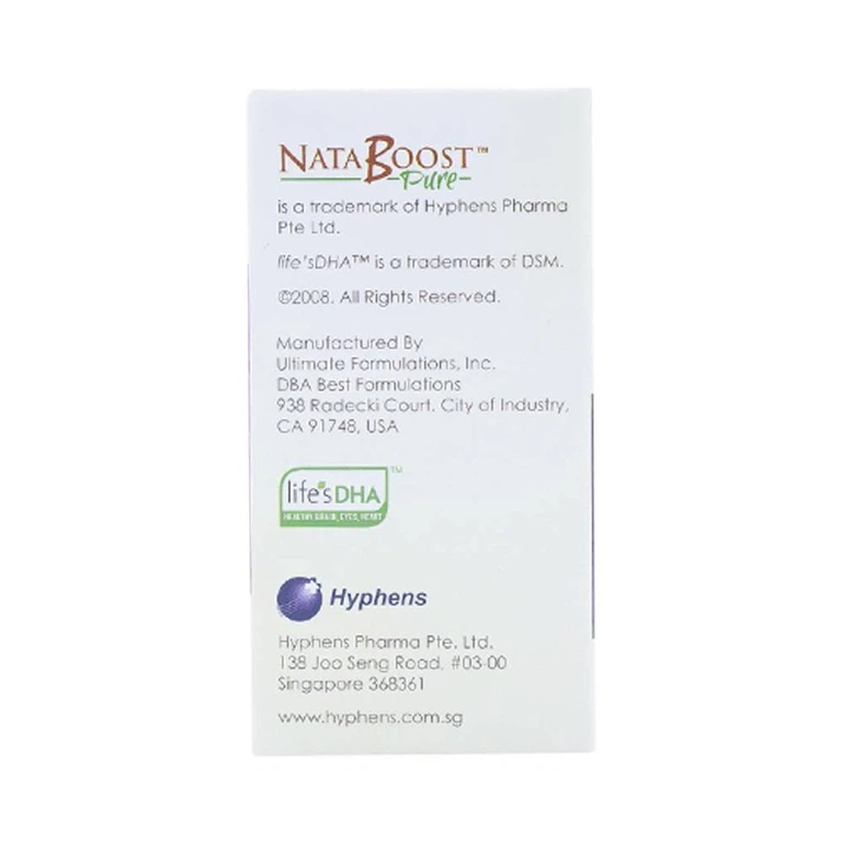 Viên uống NataBoost Pure bổ sung DHA cho phụ nữ mang thai, đang cho con bú (3 vỉ x 10 viên)