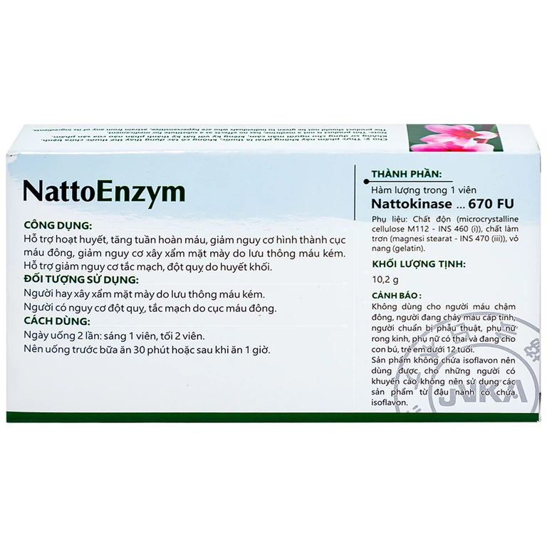 Viên uống NattoEnzym DHG hỗ trợ hoạt huyết, tăng tuần hoàn máu (3 vỉ x 10 viên)