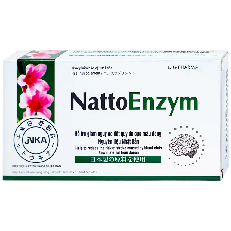 Viên uống NattoEnzym DHG hỗ trợ hoạt huyết, tăng tuần hoàn máu (3 vỉ x 10 viên)