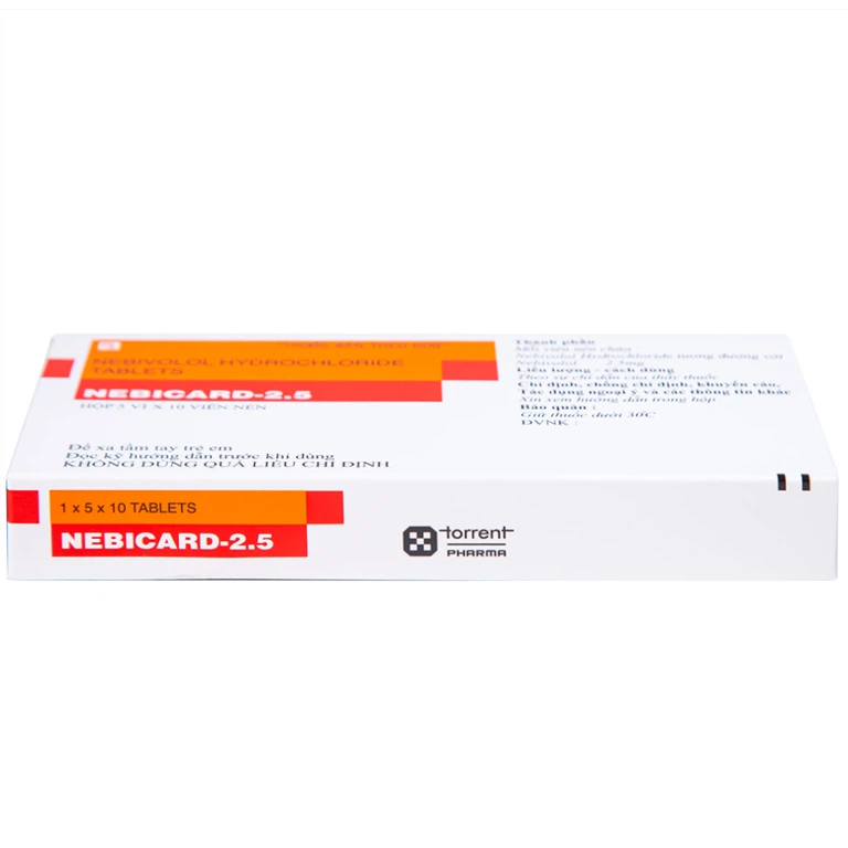 Viên nén Nebicard 2.5 Torrent điều trị tăng huyết áp (5 vỉ x 10 viên)