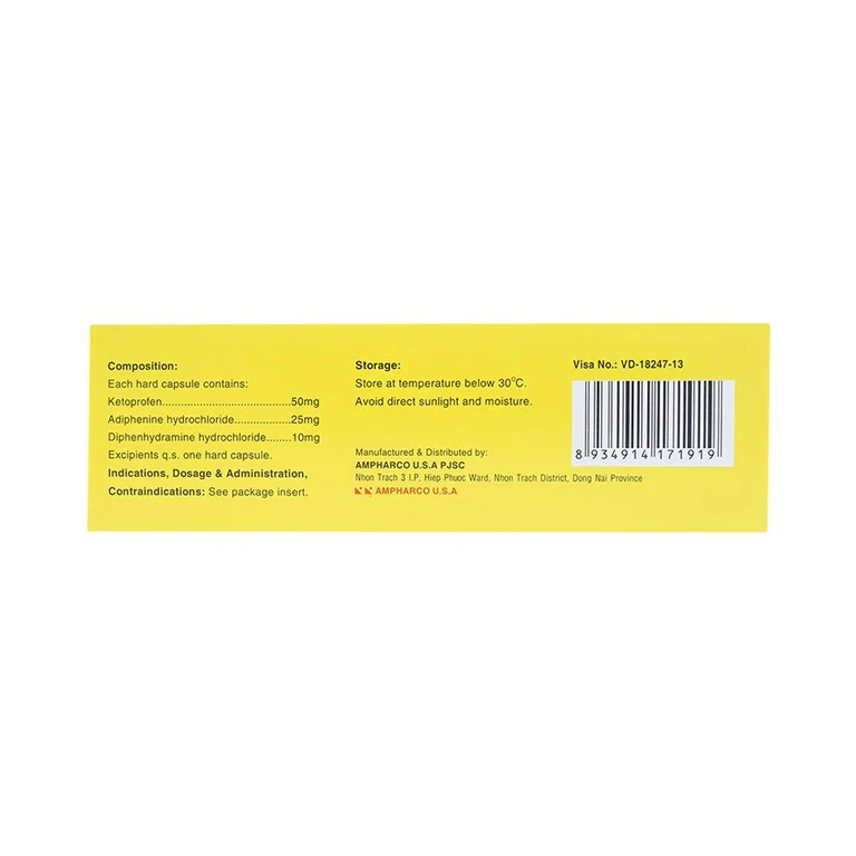 Viên nang cứng Nidal Ampharco giảm đau do co thắt cơ trơn, bàng quang (3 vỉ x 10 viên)
