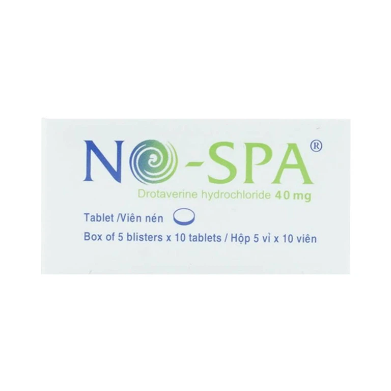 Thuốc No-spa 40mg Sanofi điều trị co thắt cơ trơn, sỏi túi mật, sỏi ống mật (5 vỉ x 10 viên)