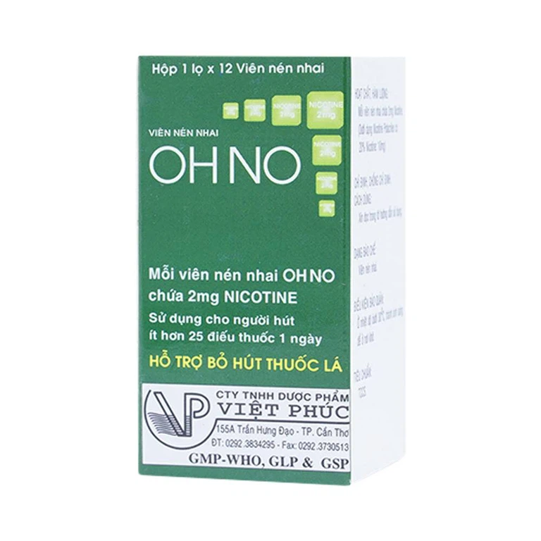 Viên nhai OH NO Việt Phúc hỗ trợ cai nghiện thuốc lá (1 lọ x 12 viên)