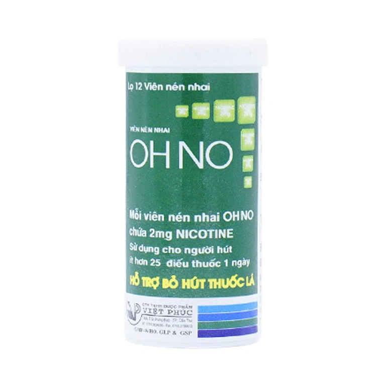 Viên nhai OH NO Việt Phúc hỗ trợ cai nghiện thuốc lá (1 lọ x 12 viên)