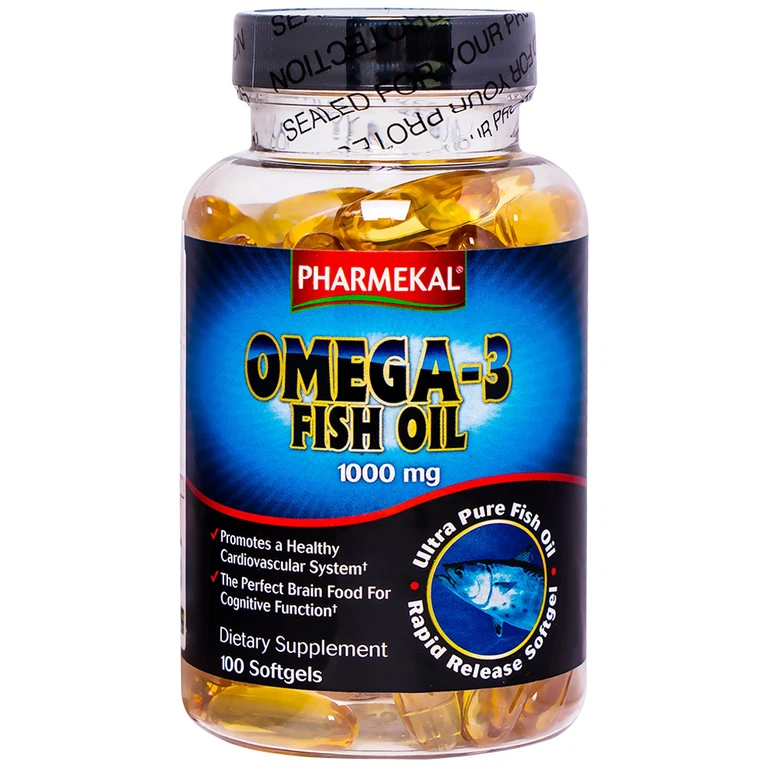 Viên uống Omega-3 Fish Oil 1000mg Pharmekal tăng cường sức khỏe cho hệ tim mạch, giúp bổ mắt (100 viên)