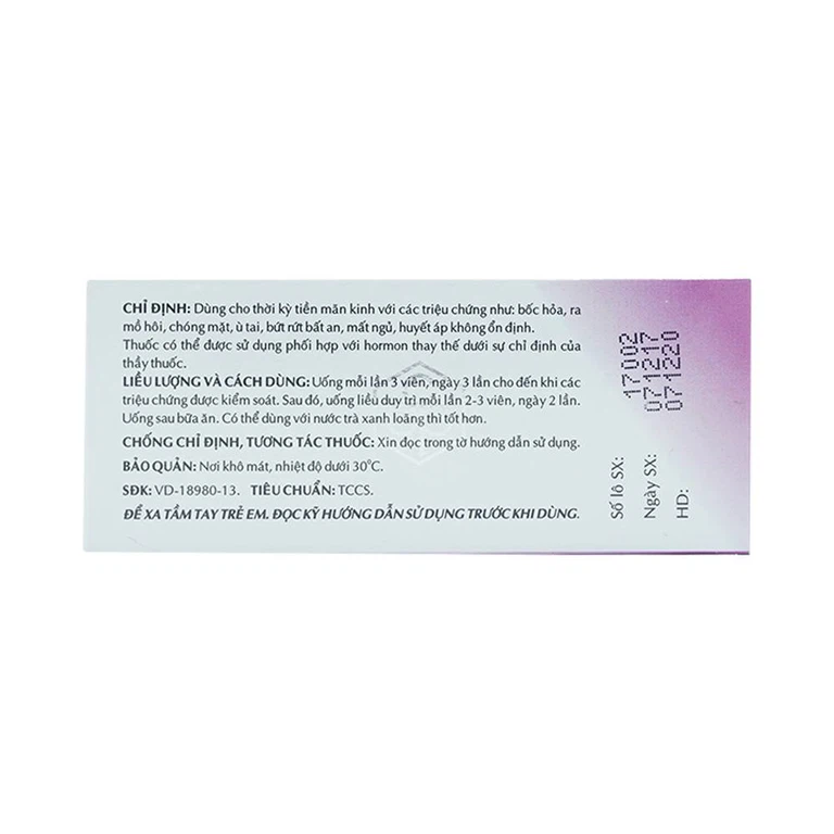 Viên Canh Niên An Op.Calife OPC giảm các triệu chứng tiền mãn kinh ở phụ nữ (5 vỉ x 10 viên)