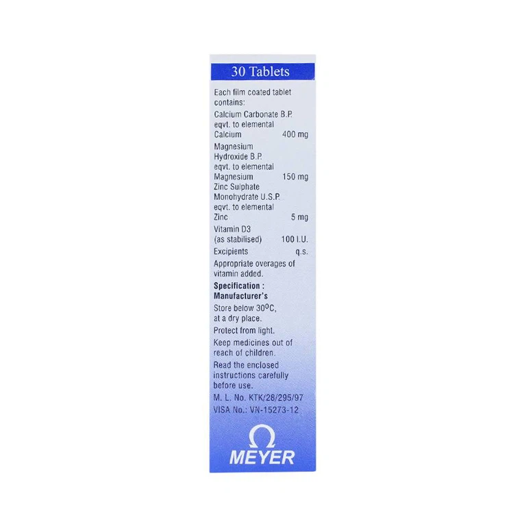 Viên nén Osteomed Meyer bổ sung canxi, Magne, kẽm, vitamin D3 và khoáng chất (2 vỉ x 15 viên)