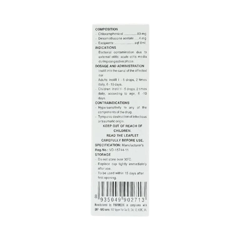 Thuốc nhỏ tai Otifar Pharmedic điều trị nhiễm khuẩn do viêm tai ngoài, viêm tai giữa cấp xung huyết (8ml)