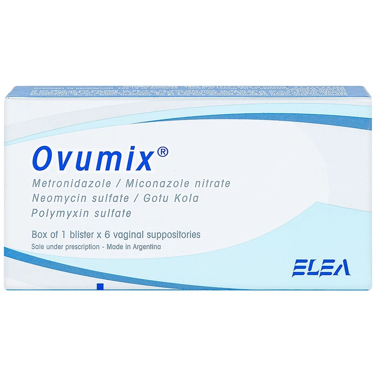 Viên đặt âm đạo Ovumix Elea điều trị viêm âm đạo, viêm rát âm đạo cổ tử cung (1 vỉ x 6 viên)