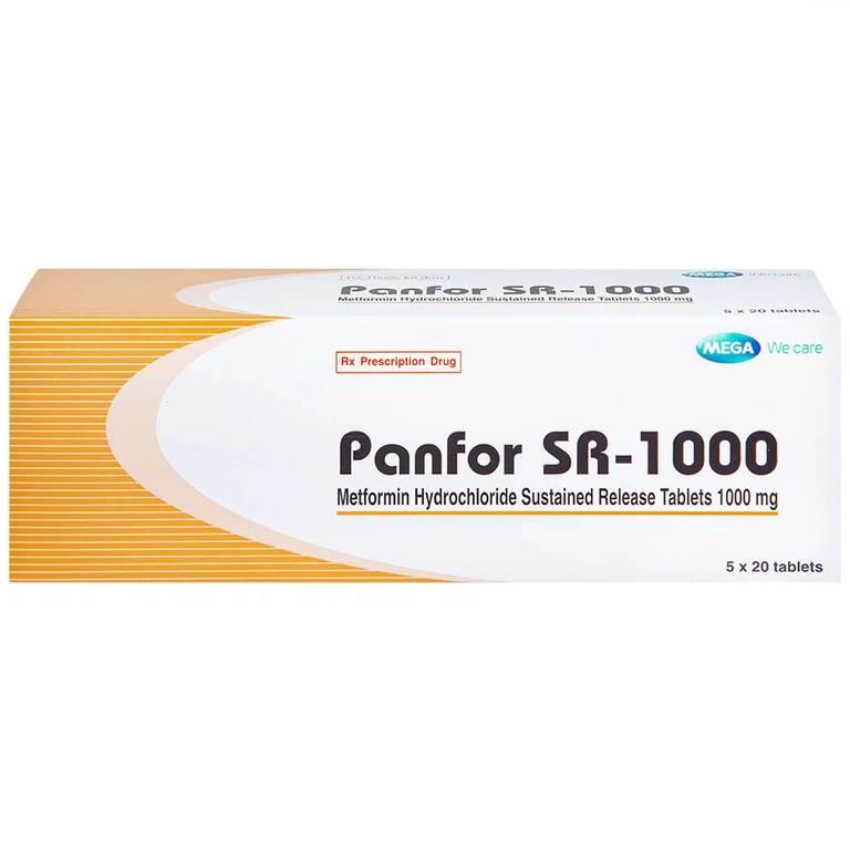 Viên nén Panfor SR-1000 MEGA We Care điều trị bệnh đái tháo đường típ 2 (5 vỉ x 20 viên)