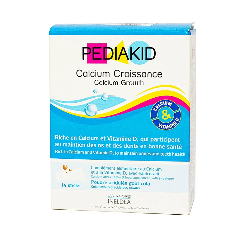 Bột hòa tan Pediakid Calcium Croissance bổ sung Canxi và Vitamin D3 tăng khả năng hấp thu (14 gói x 2.6g)