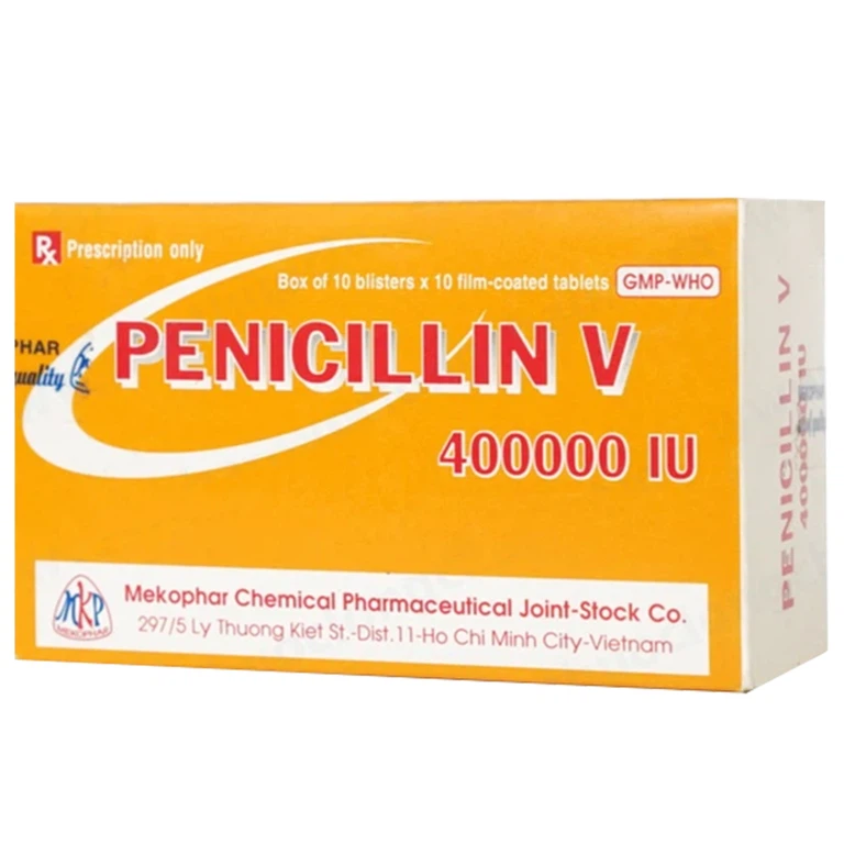 Thuốc Penicillin V 400000 IU Mekophar điều trị các chứng nhiễm khuẩn (10 vỉ x 10 viên)