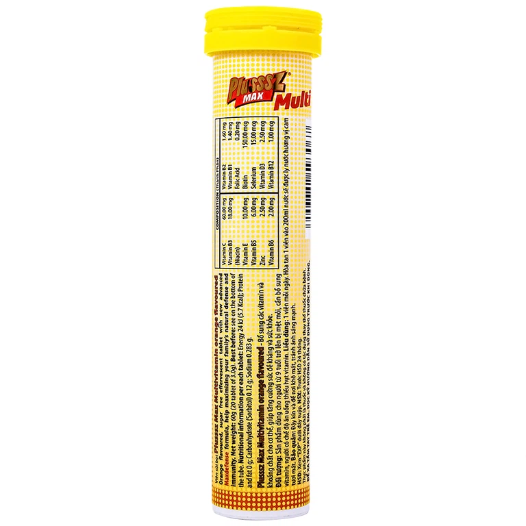 Viên sủi Plusssz Gold Max vị cam bổ sung vitamin và khoáng chất cho cơ thể (20 viên)