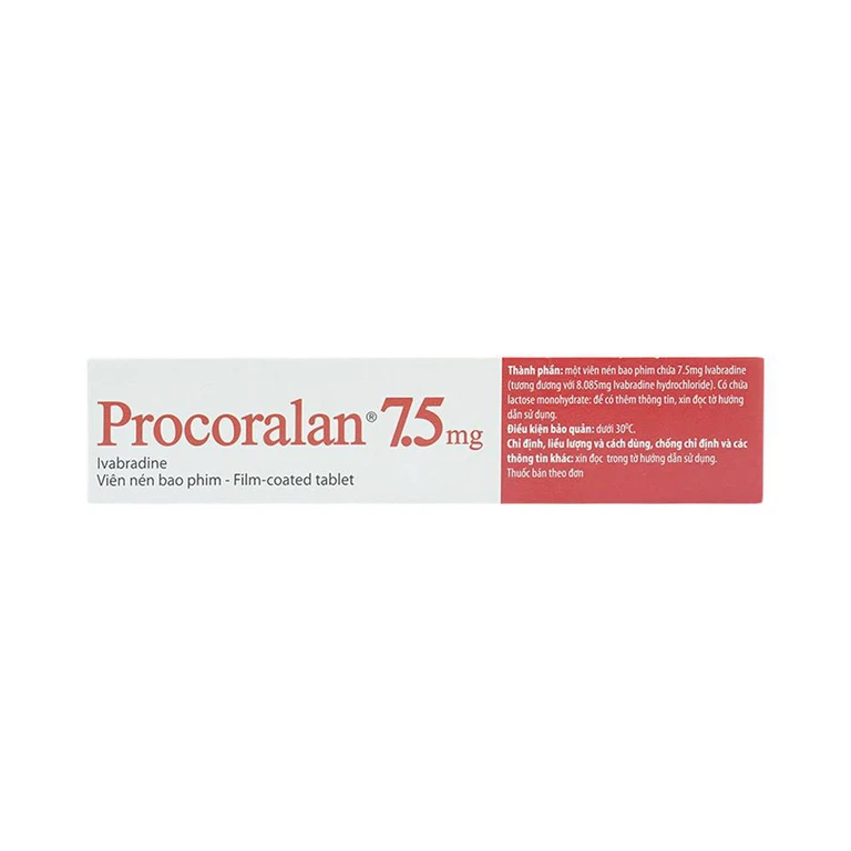 Thuốc Procoralan 7.5mg Servier điều trị đau thắt ngực ổn định (4 vỉ x 14 viên)