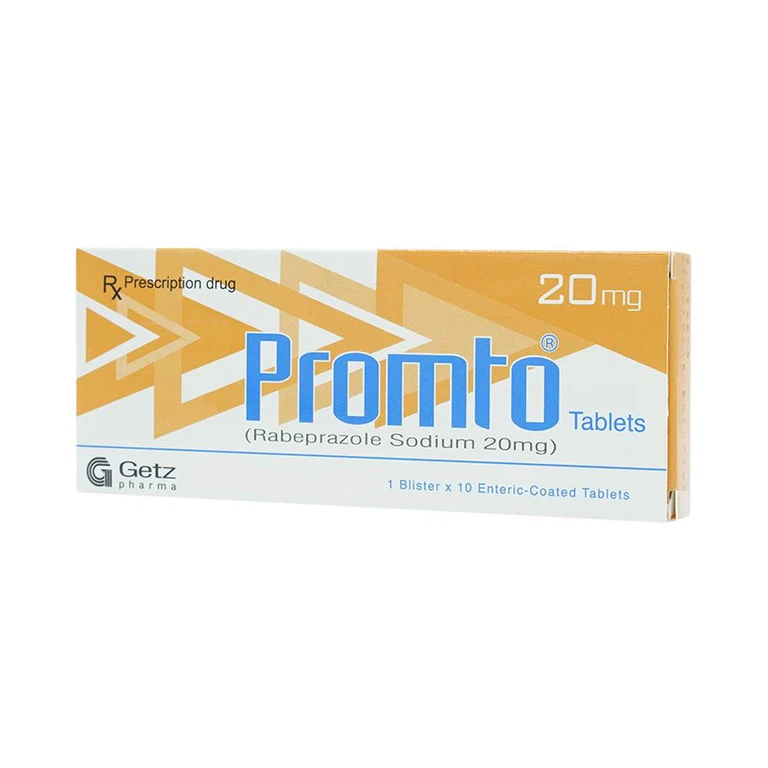 Thuốc Promto 20mg Getz điều trị loét dạ dày, tá tràng (1 vỉ x 10 viên)