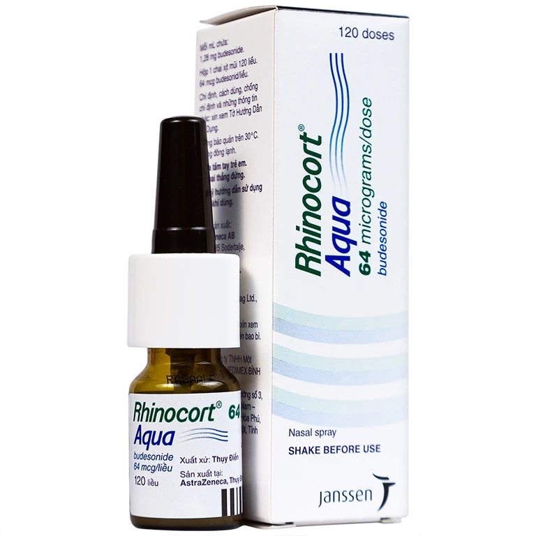 Hỗn dịch xịt mũi Rhinocort Aqua 64mcg/liều AstraZeneca điều trị viêm mũi dị ứng (120 liều)