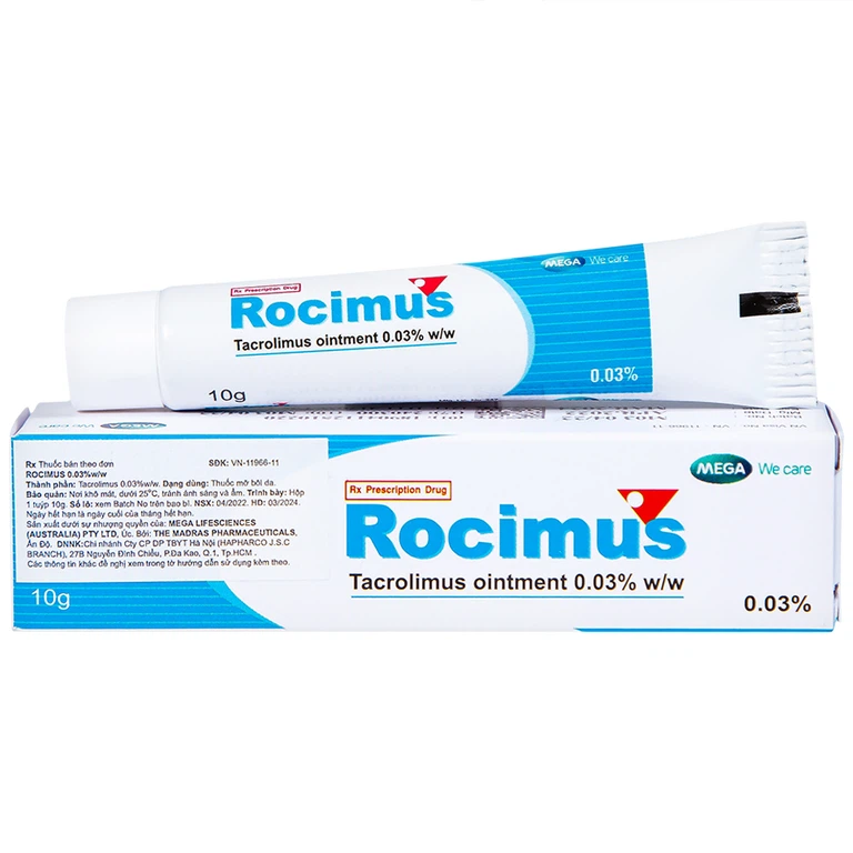 Thuốc mỡ bôi da Rocimus 0.03% MEGA We care điều trị viêm da cơ địa (10g)