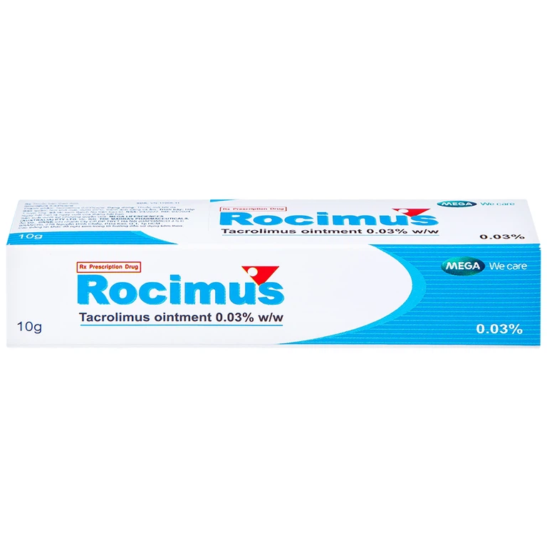 Thuốc mỡ bôi da Rocimus 0.03% MEGA We care điều trị viêm da cơ địa (10g)