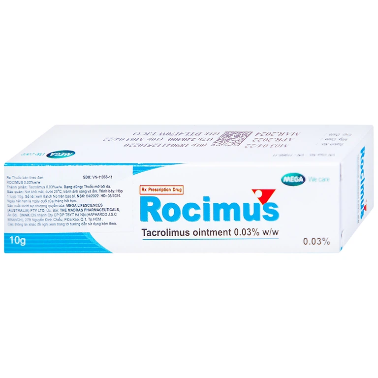 Thuốc mỡ bôi da Rocimus 0.03% MEGA We care điều trị viêm da cơ địa (10g)