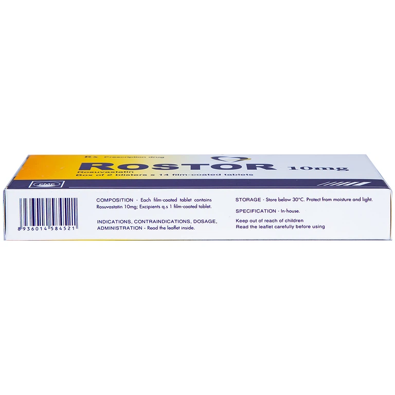 Thuốc Rostor 10mg Pymepharco điều trị tăng cholesterol máu nguyên phát (2 vỉ x 14 viên)