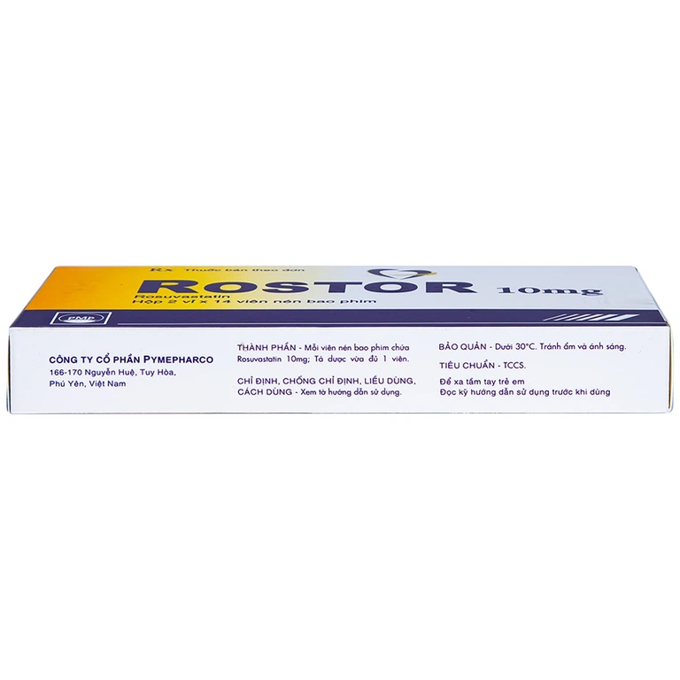 Thuốc Rostor 10mg Pymepharco điều trị tăng cholesterol máu nguyên phát (2 vỉ x 14 viên)