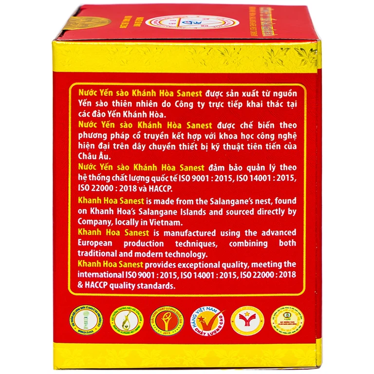 Nước Yến Sào 7,5% Khánh Hòa Sanest có đường, phục hồi sức khỏe (Hộp 70ml)