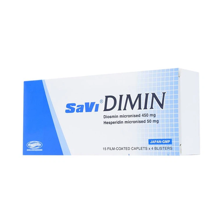 Thuốc Savi Dimin điều trị triệu chứng suy tĩnh mạch, mạch bạch huyết (4 vỉ x 15 viên)