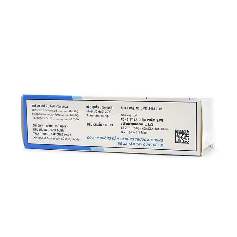 Thuốc Savi Dimin điều trị triệu chứng suy tĩnh mạch, mạch bạch huyết (4 vỉ x 15 viên)