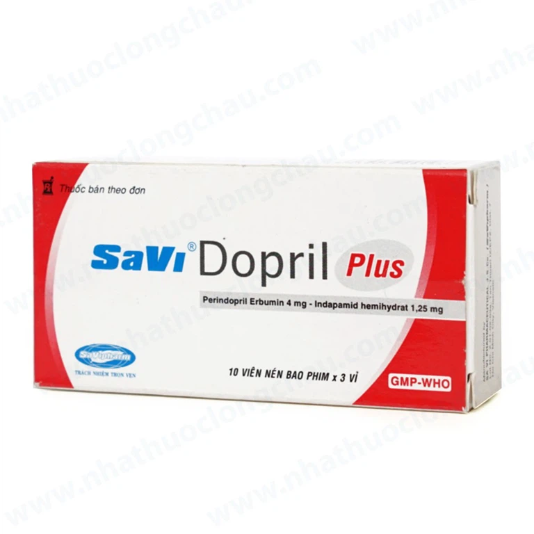 Thuốc Savi Dopril Plus điều trị tăng huyết áp động mạch vô căn (10 viên x 3 vỉ)