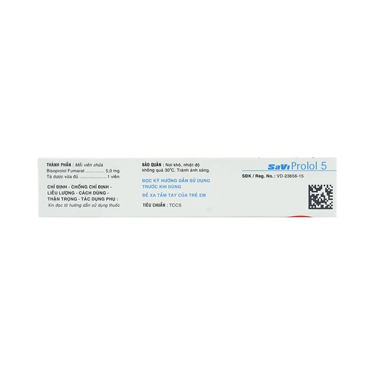 Thuốc SaViProlol 5 điều trị tăng huyết áp, đau thắt ngực (3 vỉ x 10 viên) 