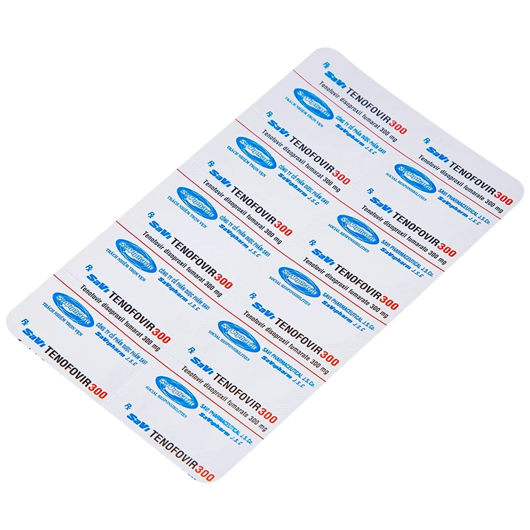 Thuốc Savi Tenofovir 300 điều trị nhiễm HIV-1 ở người lớn (3 vỉ x 10 viên) 