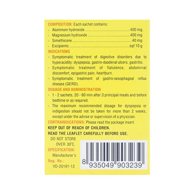 Thuốc Simelox Pharmedic điều trị rối loạn tiêu hóa (10 gói x 10g)
