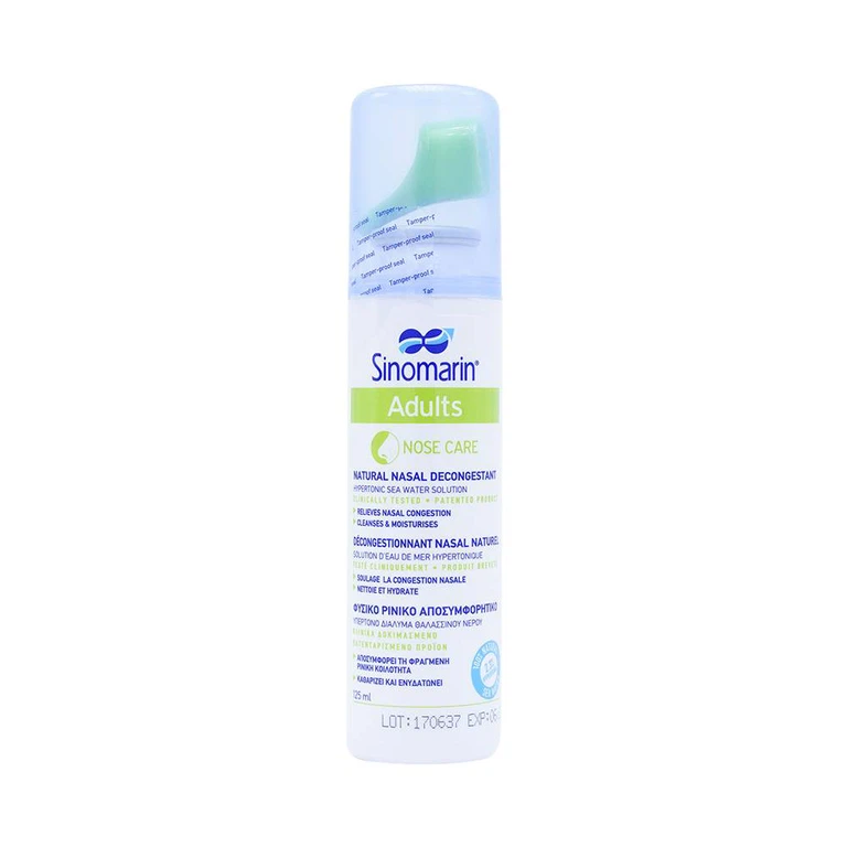 Xịt mũi Sinomarin Adults Nose Care rửa xoang mũi, nghẹt mũi, sung huyết mũi (125ml)