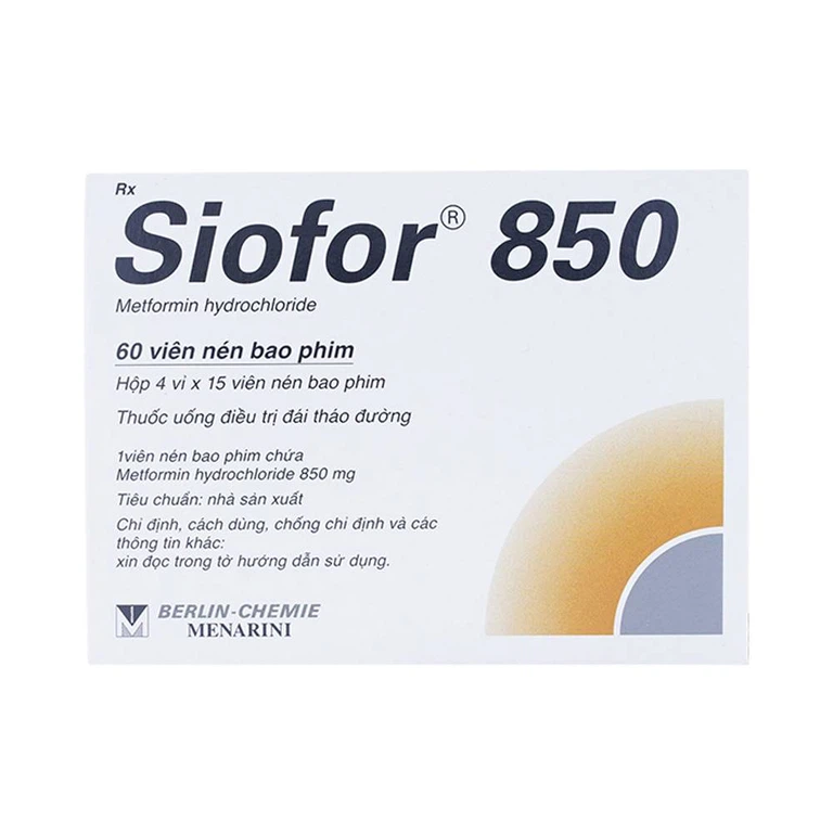 Thuốc Siofor 850 Berlin điều trị đái tháo đường típ 2 (4 vỉ x 15 viên)