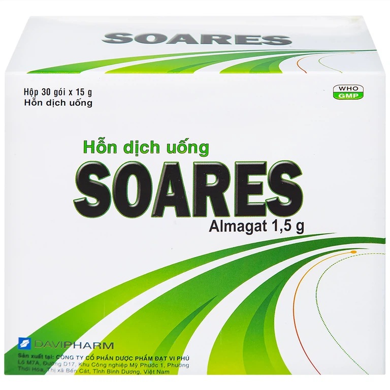 Hỗn dịch uống Soares Davipharm loét dạ dày - tá tràng, viêm dạ dày (30 gói x 15g)