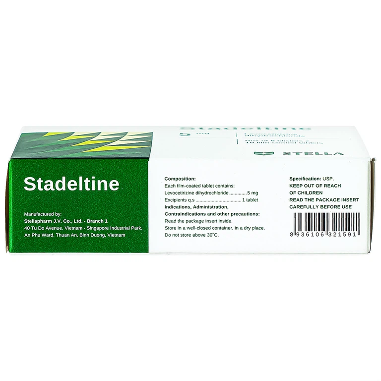 Thuốc Stadeltine 5mg Stella giảm các triệu chứng ở mắt và mũi ( 5 vỉ x 10 viên)