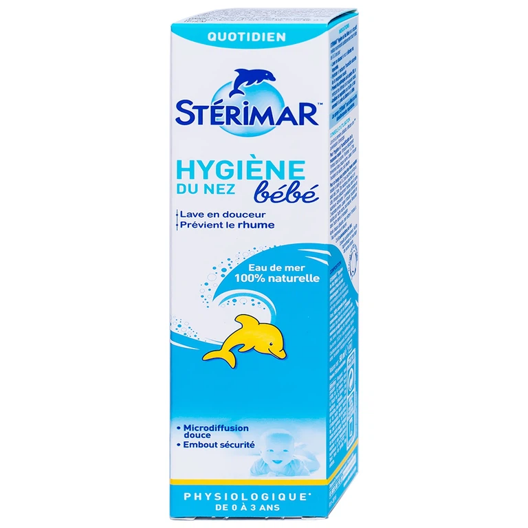 Dung dịch xịt mũi Stérimar Nose Hygiene Baby 50ml loại bỏ bụi bẩn niêm mạc mũi cho trẻ từ 0 - 3 tuổi