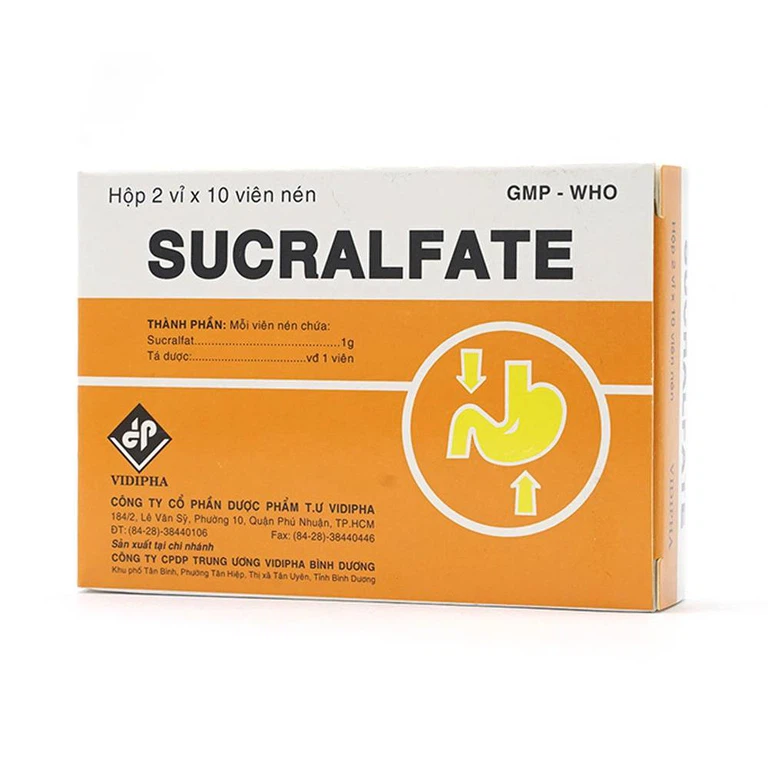 Thuốc Sucralfate Vidipha điều trị loét tá tràng - dạ dày (2 vỉ x 10 viên)