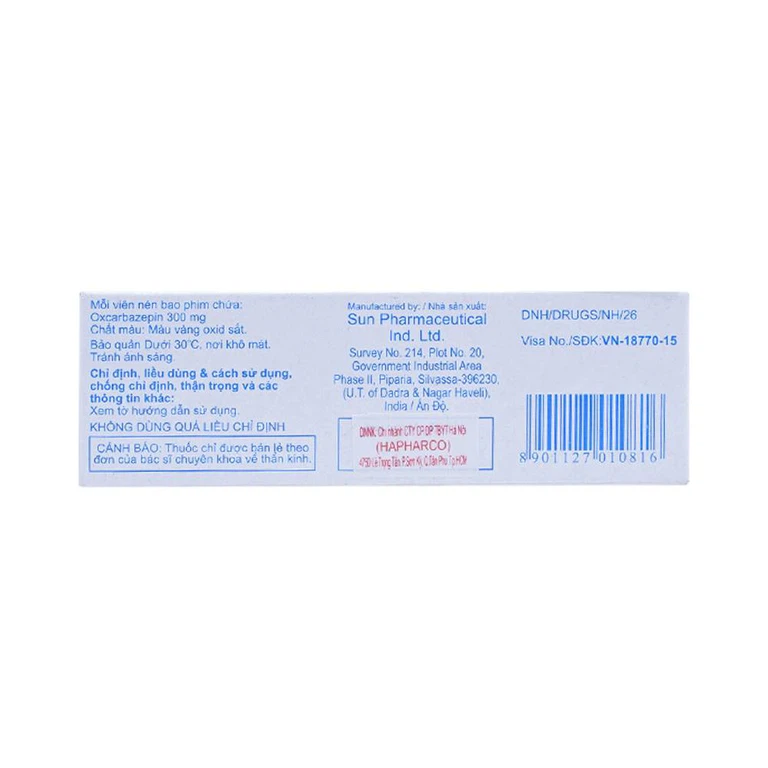 Thuốc Sunoxitol 300 Sun Pharma điều trị động kinh cục bộ (5 vỉ x 10 viên)
