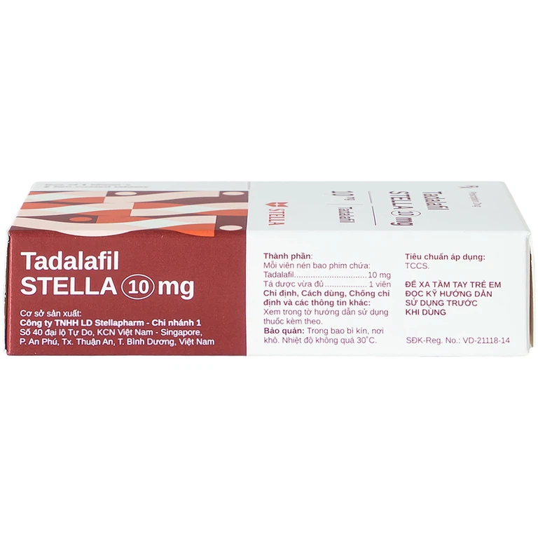 Thuốc Tadalafil Stella 10mg điều trị rối loạn cương dương (1 vỉ x 2 viên)