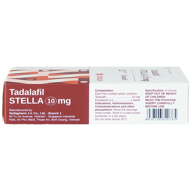 Thuốc Tadalafil Stella 10mg điều trị rối loạn cương dương (1 vỉ x 2 viên)