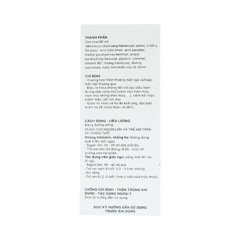 Siro Theralene Sanofi điều trị mất ngủ, viêm mũi (90ml)