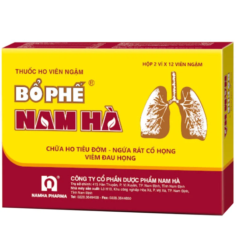 Viên ngậm ho Bổ Phế Nam Hà tiêu đờm, bổ phổi, sát trùng họng (2 vỉ x 12 viên)