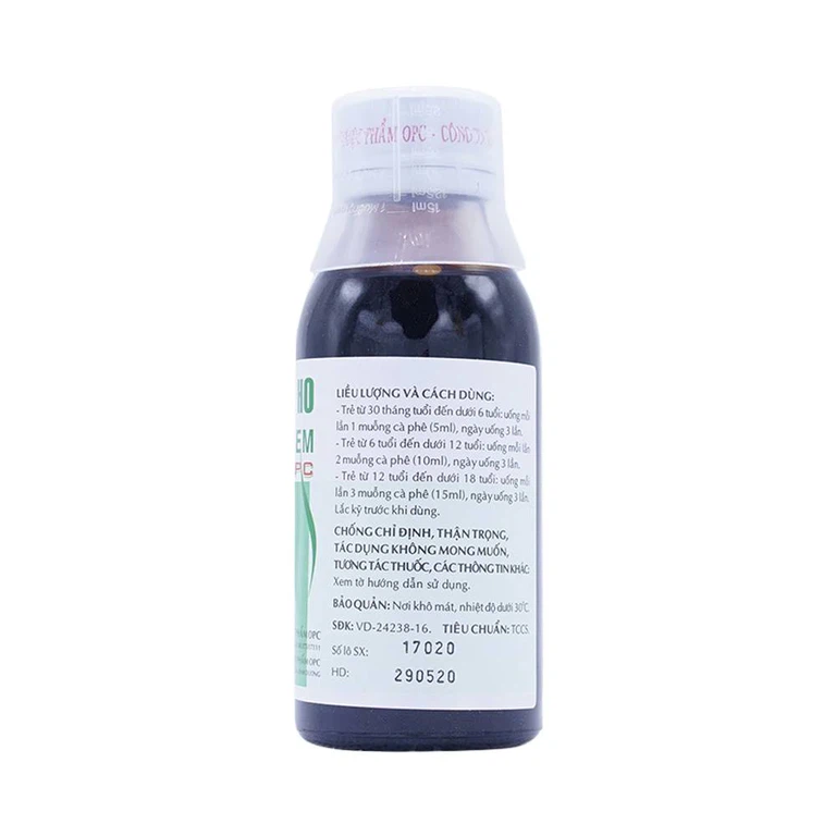 Siro ho trẻ em OPC điều trị viêm nhiễm đường hô hấp, các chứng ho gió, ho cảm, ho có đàm, đau họng (90ml)