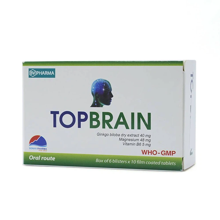 Thuốc Topbrain BV Pharma điều trị tăng tuần hoàn não, tăng cường trí nhớ (6 vỉ x 10 viên)
