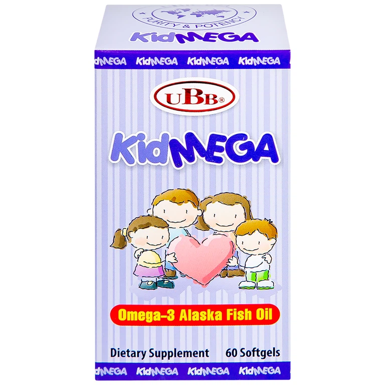 Viên uống KidMega UBB bổ sung DHA & EPA, giúp bổ não, tốt cho mắt (60 viên)