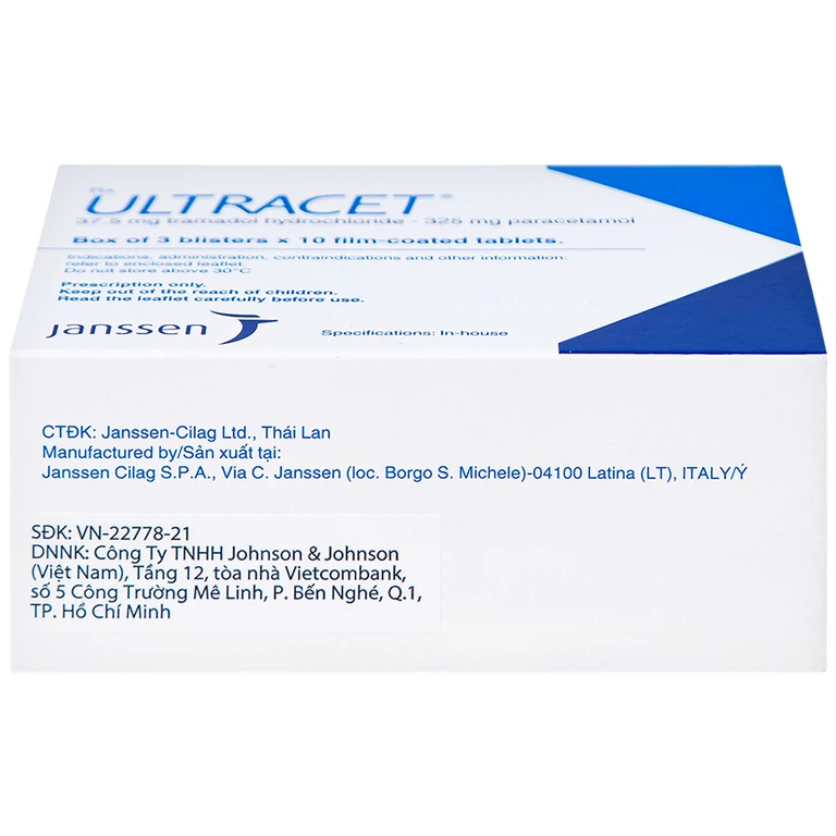 Thuốc Ultracet Janssen hỗ trợ điều trị cơn đau từ trung bình đến nặng (3 vỉ x 10 viên)