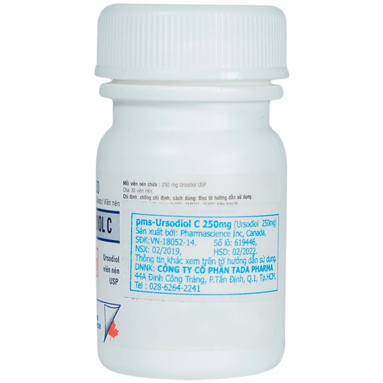 Thuốc Ursodiol C 250mg PharmaScience điều trị xơ gan ứ mật, làm tan sỏi mật (30 viên)