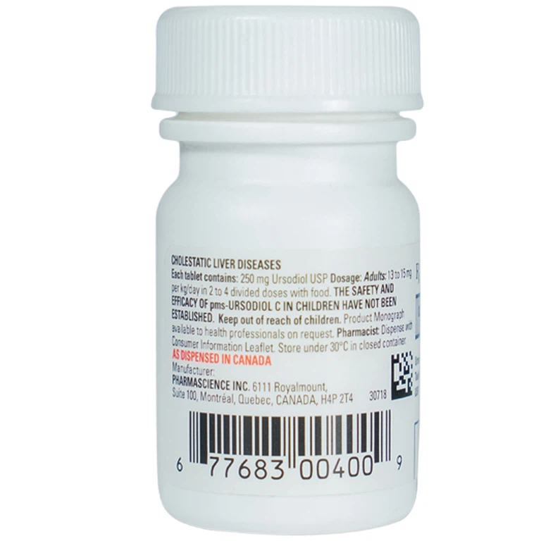 Thuốc Ursodiol C 250mg PharmaScience điều trị xơ gan ứ mật, làm tan sỏi mật (30 viên)