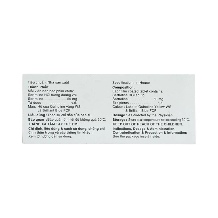 Thuốc Utralene-50 Umedica điều trị trầm cảm (10 vỉ x 10 viên)